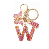 A-Z Letters Keychain with Tassel Butterfly Pendant