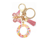 A-Z Letters Keychain with Tassel Butterfly Pendant