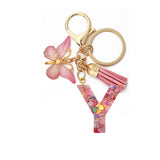 A-Z Letters Keychain with Tassel Butterfly Pendant