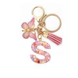 A-Z Letters Keychain with Tassel Butterfly Pendant