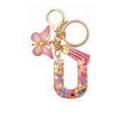 A-Z Letters Keychain with Tassel Butterfly Pendant