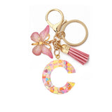 A-Z Letters Keychain with Tassel Butterfly Pendant