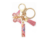 A-Z Letters Keychain with Tassel Butterfly Pendant