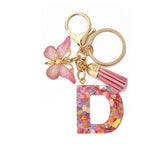 A-Z Letters Keychain with Tassel Butterfly Pendant