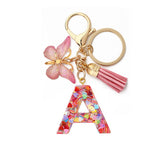 A-Z Letters Keychain with Tassel Butterfly Pendant