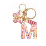 A-Z Letters Keychain with Tassel Butterfly Pendant