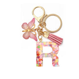 A-Z Letters Keychain with Tassel Butterfly Pendant