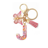 A-Z Letters Keychain with Tassel Butterfly Pendant