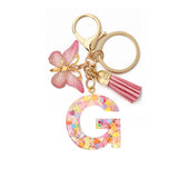 A-Z Letters Keychain with Tassel Butterfly Pendant