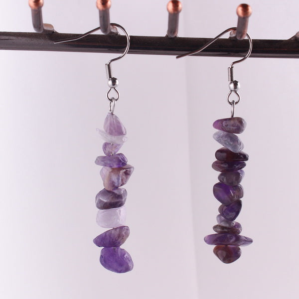 Gemstone Earrings-Amethyst