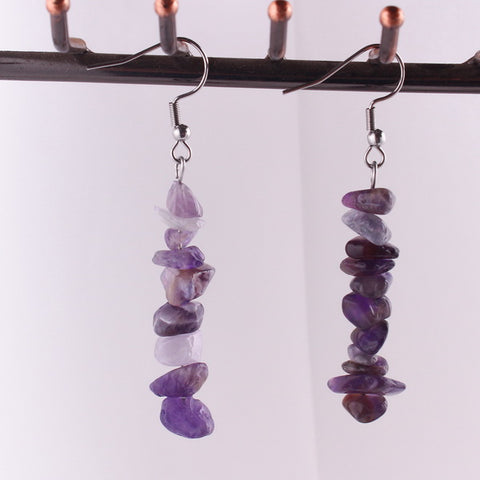 Gemstone Earrings-Amethyst