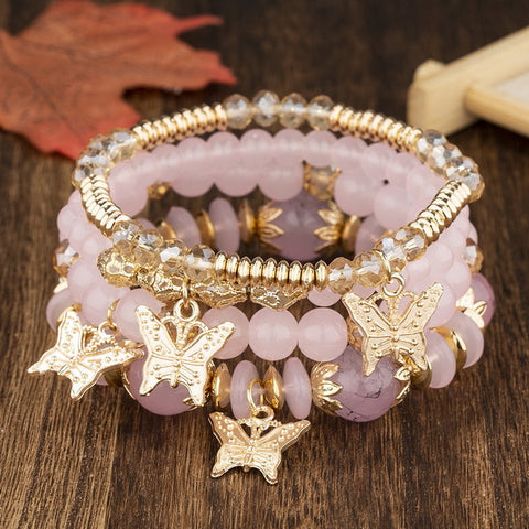 Hand Beaded Multi-Layer Butterfly Bangle