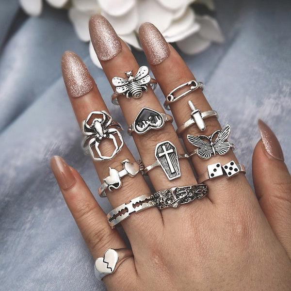 12pc Boho Rings