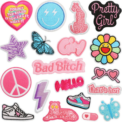 19pc Iron on Embroidery Patches