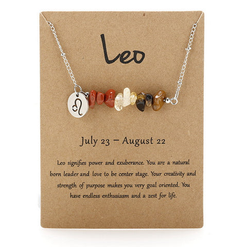 Zodiac Signs Gemstone Necklace-Leo