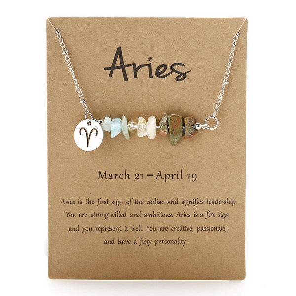 Zodiac Signs Gemstone Necklace-Aries