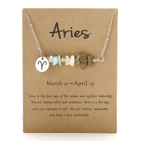 Zodiac Signs Gemstone Necklace-Aries