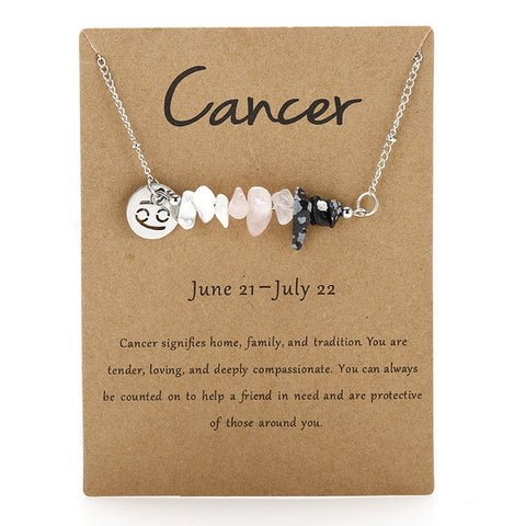 Zodiac Signs Gemstone Necklace-Cancer