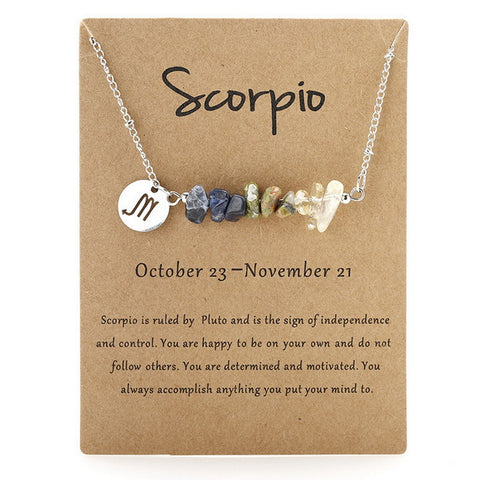 Zodiac Signs Gemstone Necklace-Scorpio