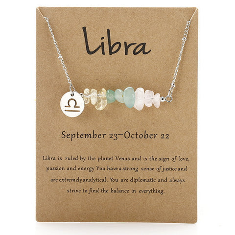 Zodiac Signs Gemstone Necklace-Libra