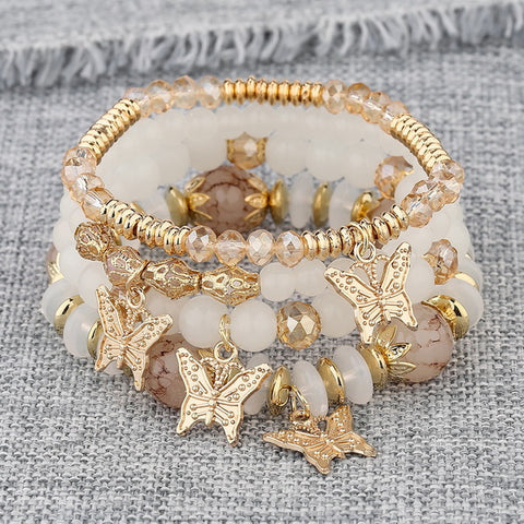 Hand Beaded Multi-Layer Butterfly Bangle
