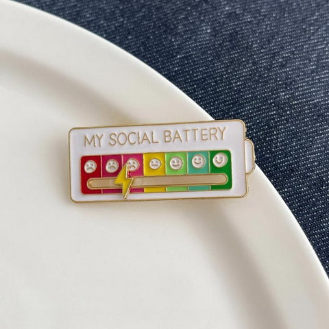 Alloy Pin Brooch-My social battery
