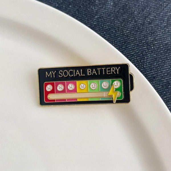 Alloy Pin Brooch-My social battery