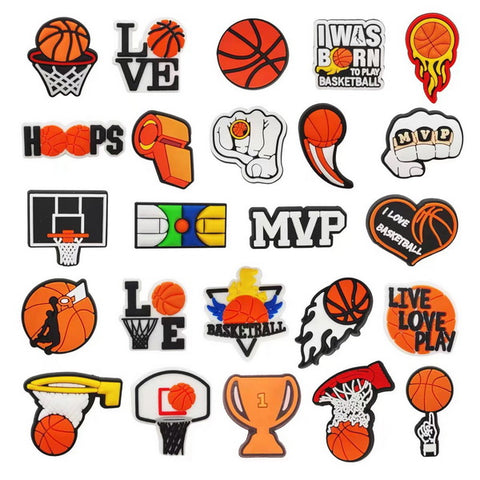 24pc Basketball PVC Shoes Charms Decor For Croc