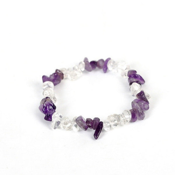 Gemstone Bracelet-Amethyst+Clear Quartz