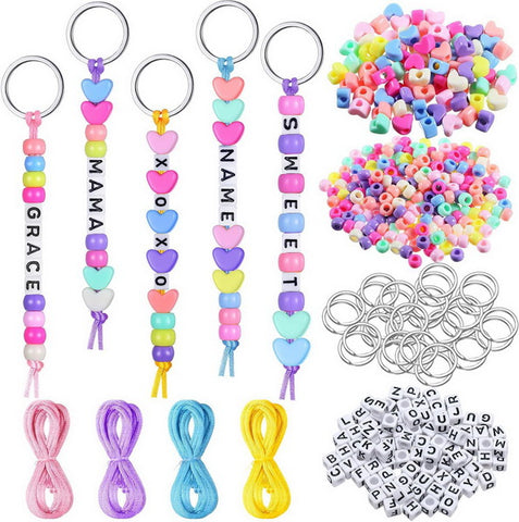 566pc DIY Beaded Keychain Making Kit