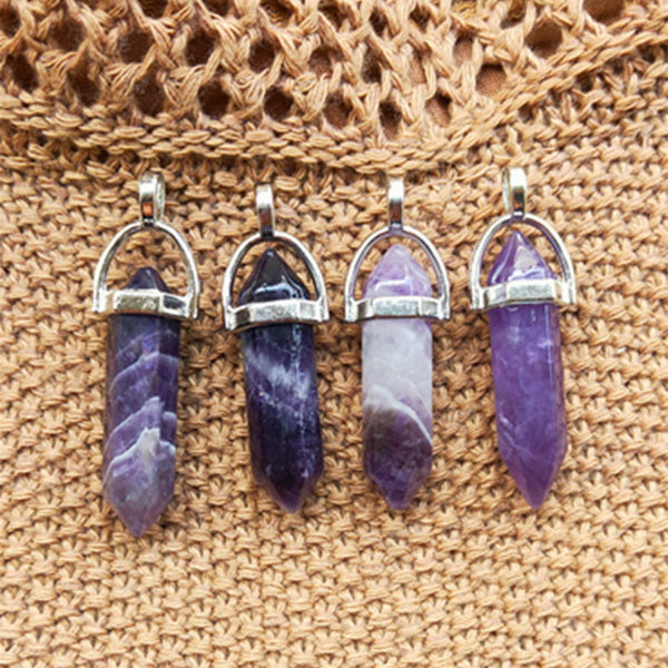 Gemstone Pendant with Necklace - Amethyst