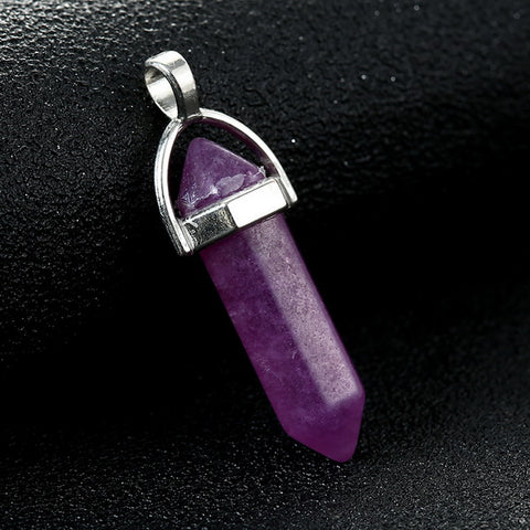 Gemstone Pendant with Necklace - Purple Jade