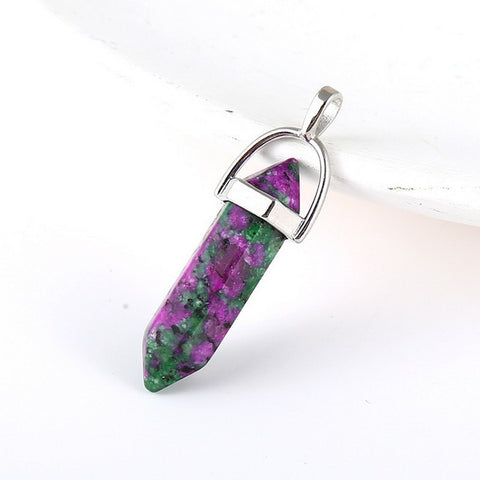 Gemstone Pendant with Necklace - Ruby Zoisite