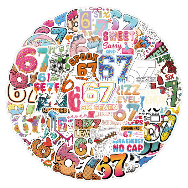 54pc Waterproof Funny 67 Stickers