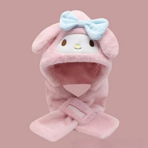 Winter Plush One-piece Hat and Scarf