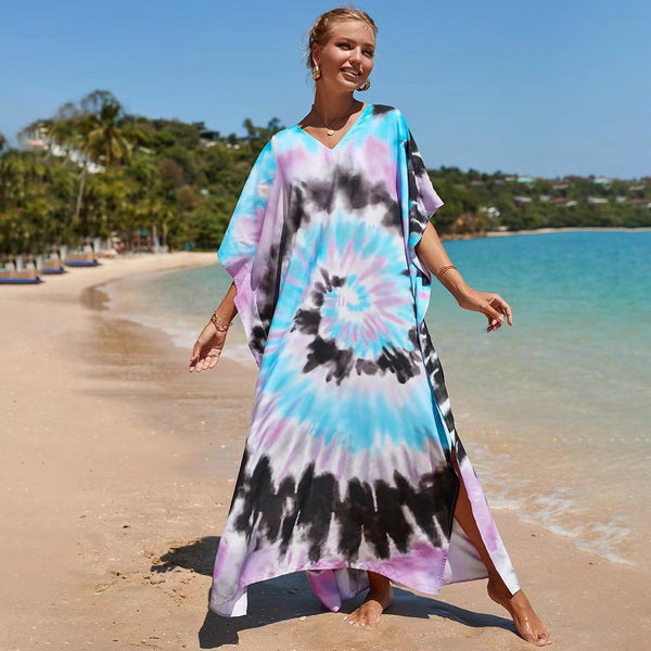Wholesale Plus Size Long Tie Dye Boho Kaftan Dresses 