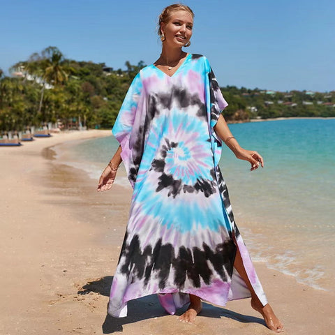 Wholesale Plus Size Long Tie Dye Boho Kaftan Dresses 