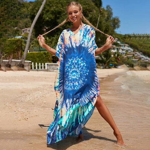 Wholesale Plus Size Long Tie Dye Boho Kaftan Dresses 