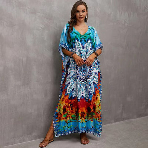 Wholesale Hand Embellished Boho Kaftan Dress Plus Size