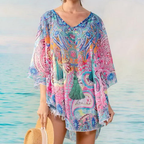 X-Large Hand Embellished Kaftan Top Free Size