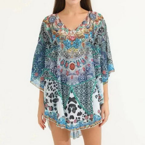 X-Large Hand Embellished Kaftan Top Free Size