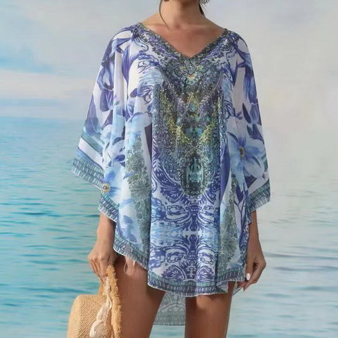 X-Large Hand Embellished Kaftan Top Free Size