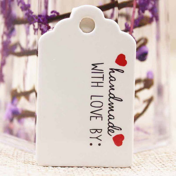100pc Craft Paper Tags 'HANDMADE WITH LOVE BY'