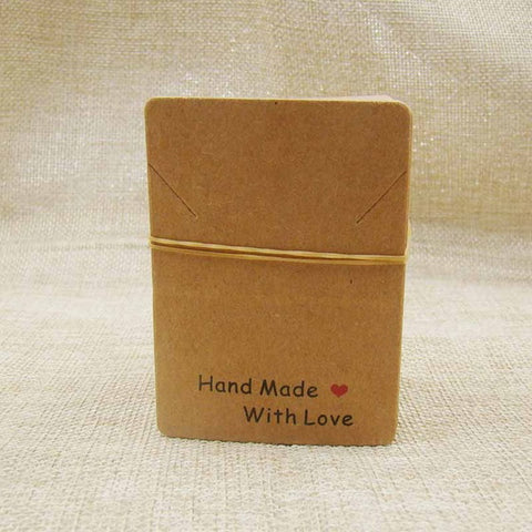 100pc Craft Jewellery Display Card 'Handmade with Love'