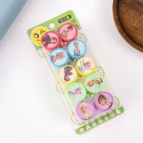 10pc Self Inking Cartoon Stamps