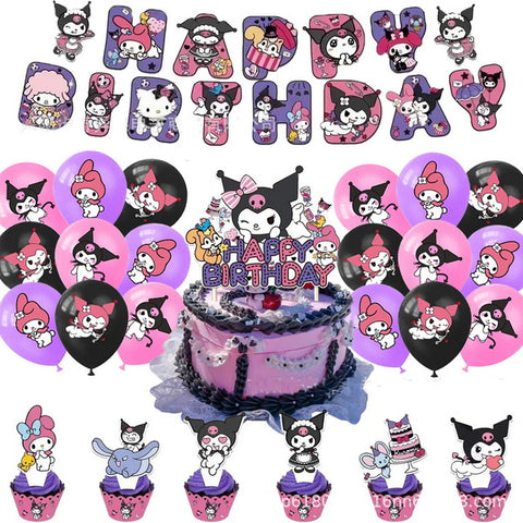 Wholesale Kids Kuromi Happy Birthday Party Accessorie 