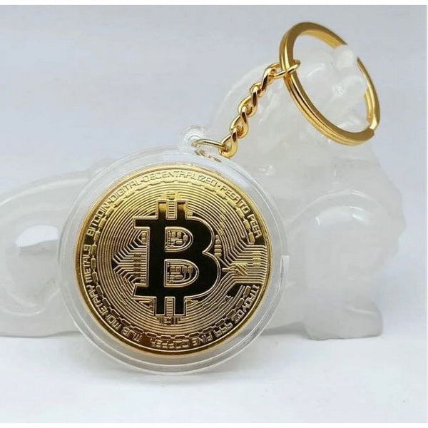 Gold Plated Bitcoin Collectors Coin Keyring