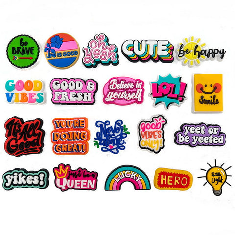 20pc Words PVC Shoes Charms Decor For Croc