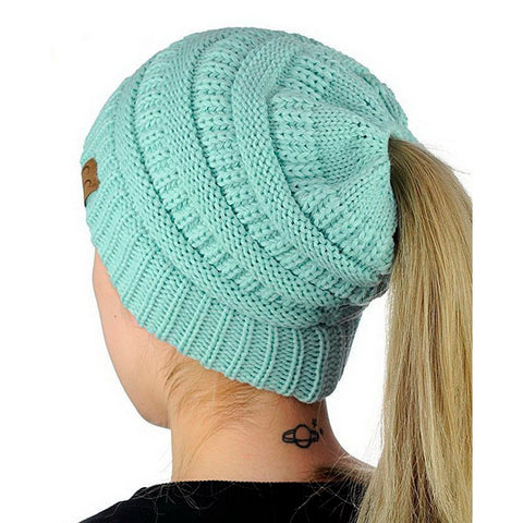 Wholesale Women Knitted Ponytail Beanie