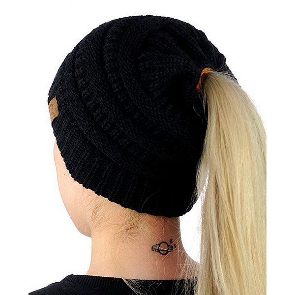 Wholesale Women Knitted Ponytail Beanie